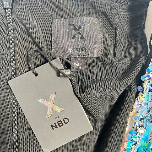 NWT X by NBD Chiquitita Mini Dress Sequin Pastel Multicolor Cocktail Party Large - Picture 7 of 15